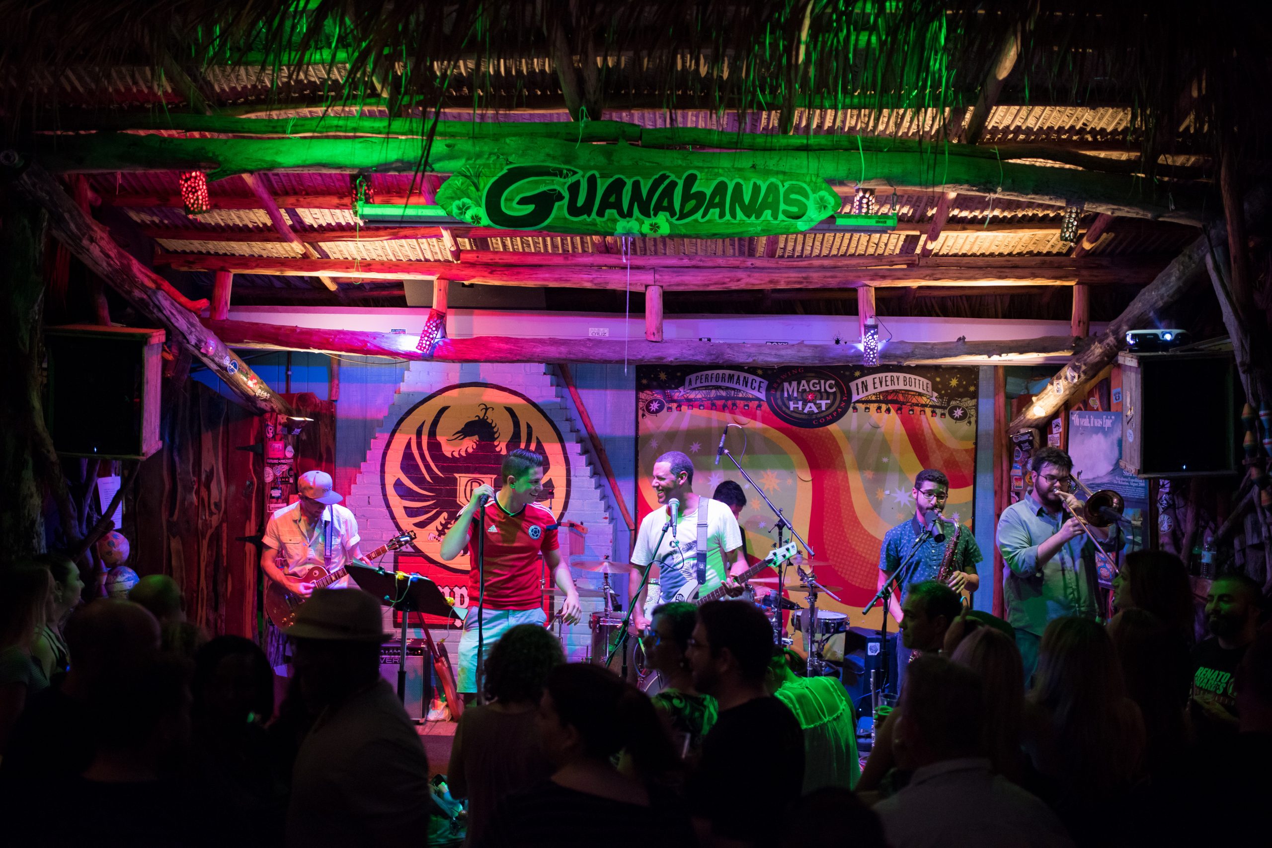 Moska Project performing live music on Guanabanas, Jupiter, stage.