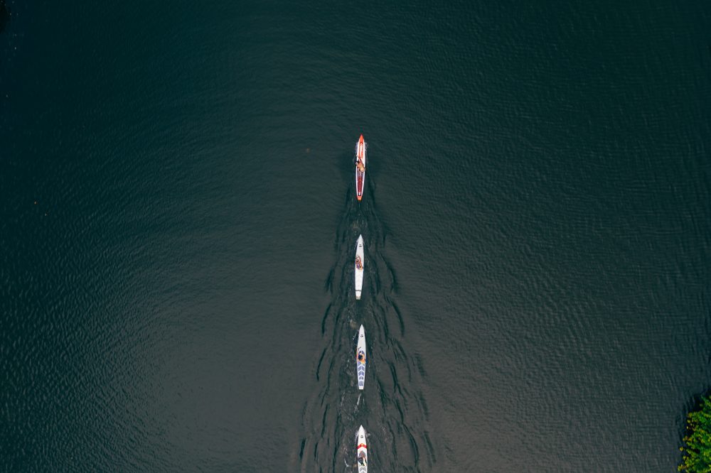 Drone image of kayakers