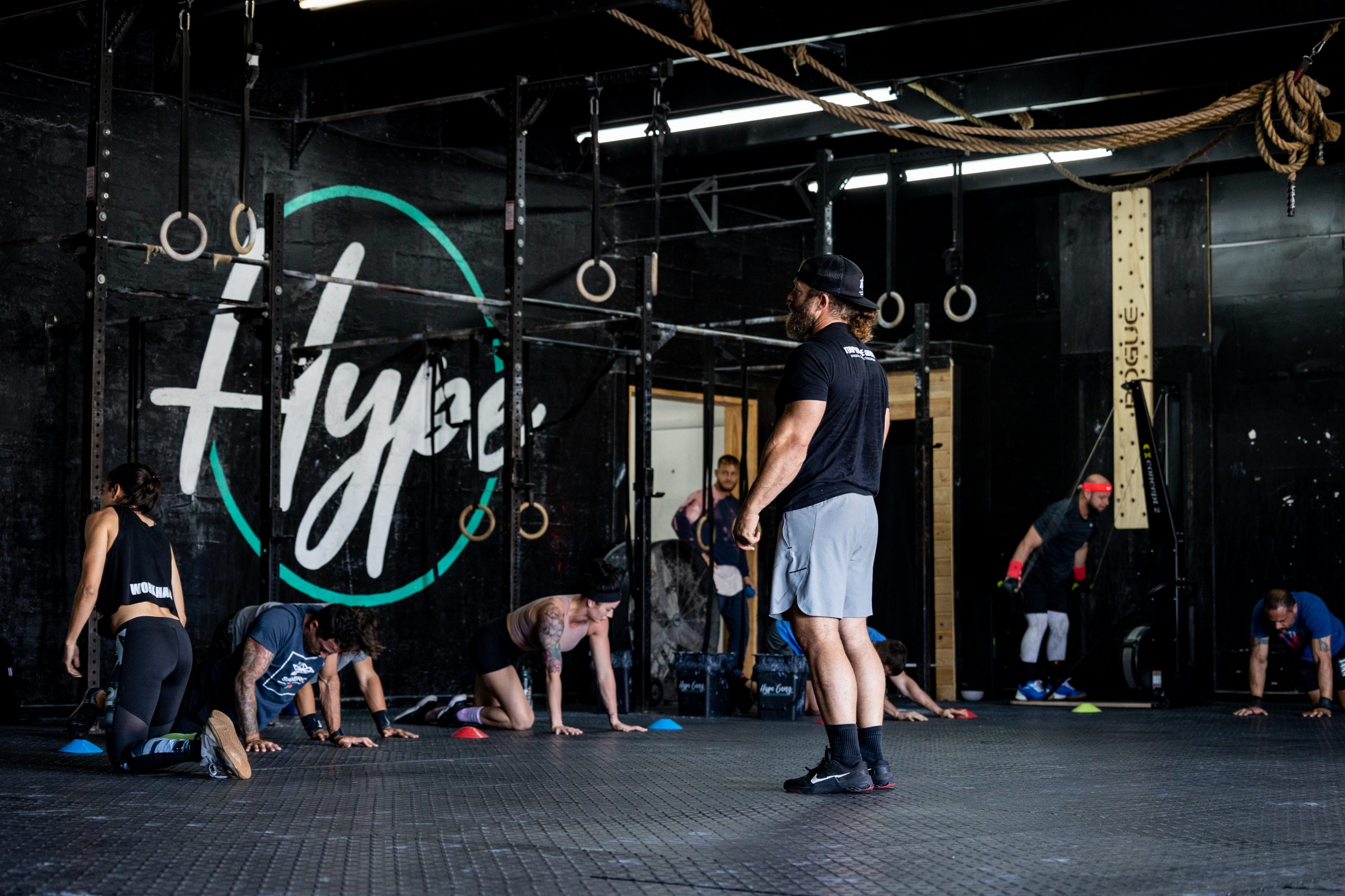 Temperance Training owner, Anthony Fazio watches over his student during a CrossFit class in Boca Raton, Fl.