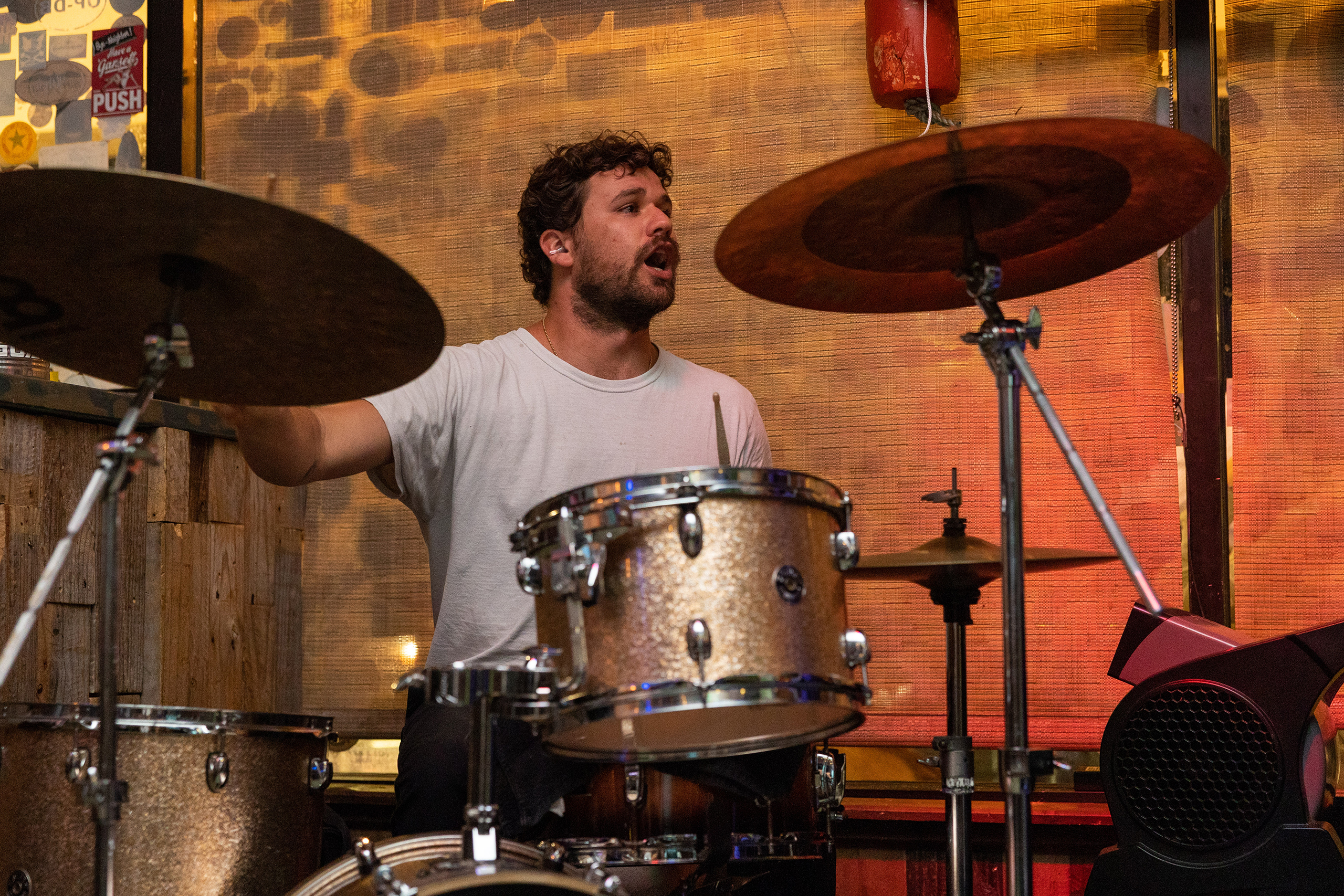 Casey Luden of Guavatron on the drums at Leftovers in Jupiter, FL.