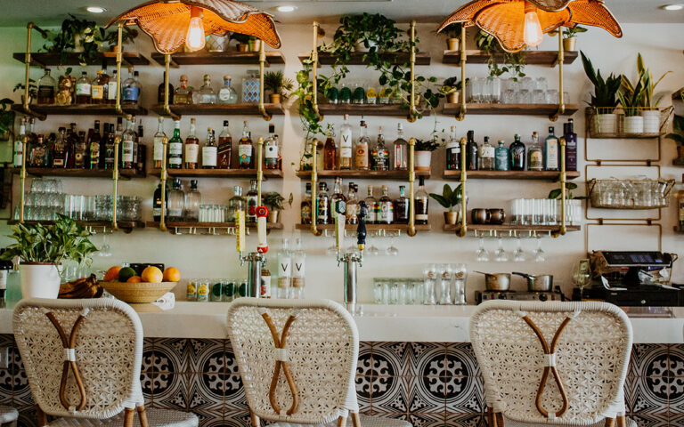 The bar at MOOD, vegan restaurant in Jupiter, FL.
