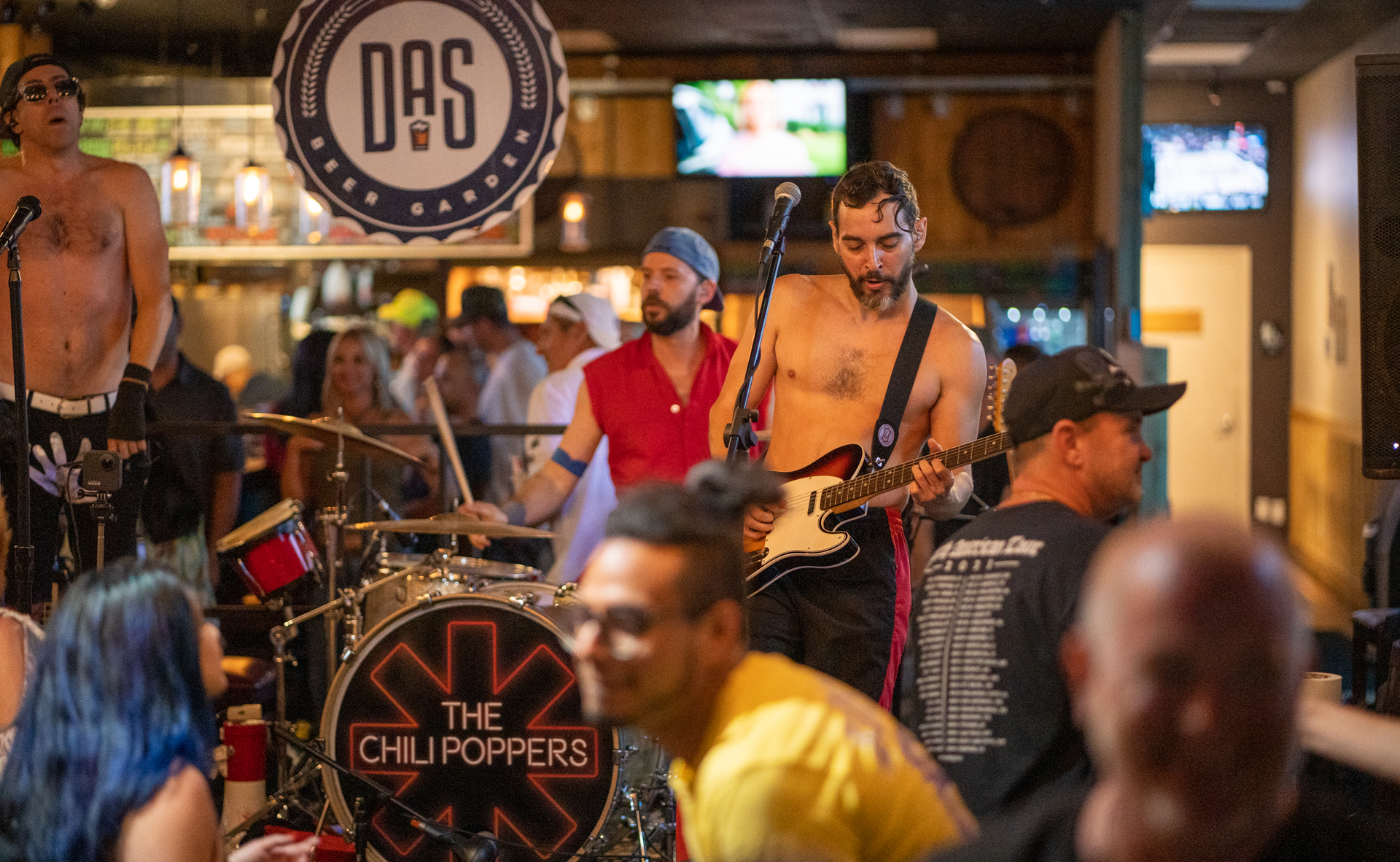 Chili Poppers performing live at DAS Beer Garden in Jupiter, Florida. 
