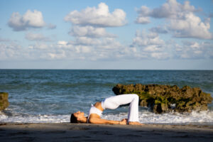 Brittany McKay of Hamsa Yoga practicing a yoga flow.