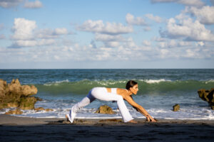 Brittany McKay of Hamsa Yoga practicing a yoga flow.
