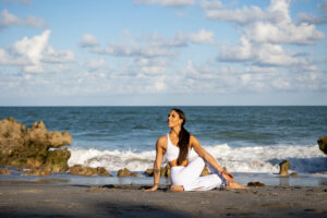 Brittany McKay of Hamsa Yoga practicing a yoga flow.