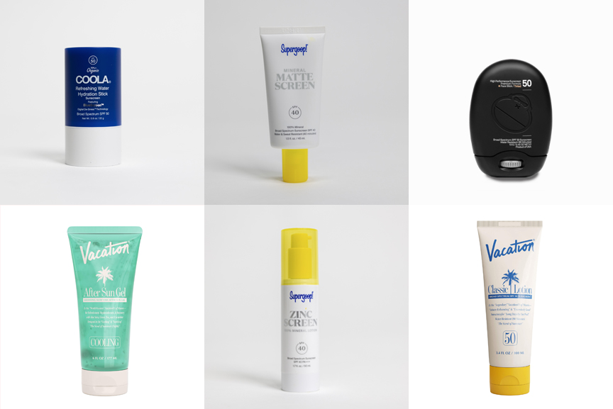 Sunscreen Guide for Atlantic Current Magazine. Supergoop!, Coola, Vacation, and Sun Bum.