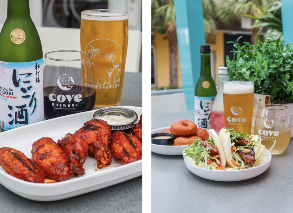 Cove Brewing and Won-Tom's offerings of craft beer and Asian cuisine in Deerfield Beach. 