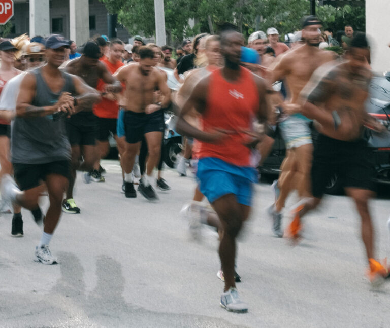 A group of road-runners who are a part of Celis Run Club in West Palm Beach, Florida.